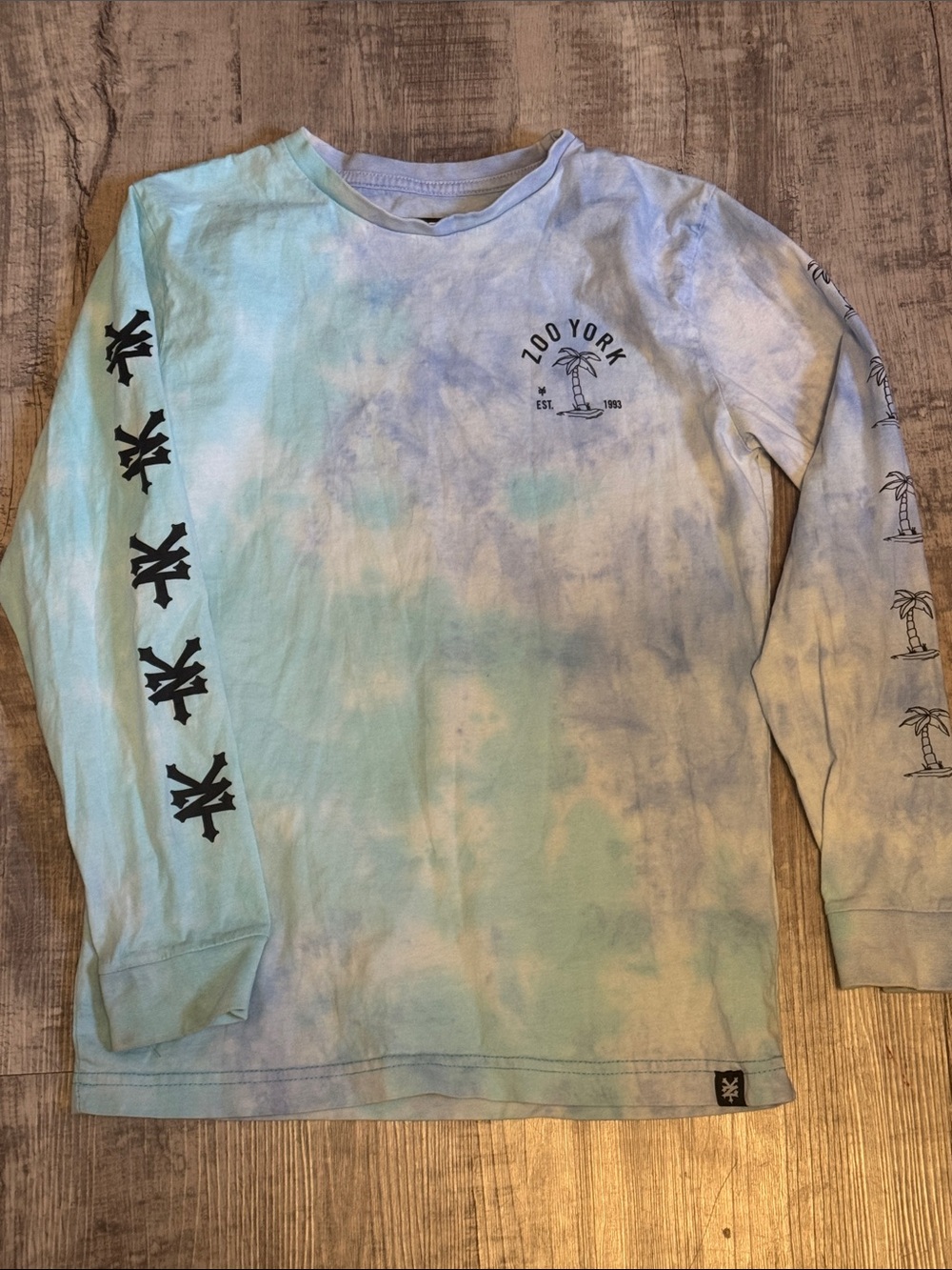 Youth Zoo York Pastel Tie-Dye Long Sleeve Tee - Blue & Green